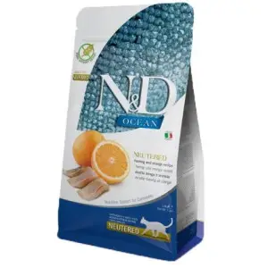 Беззерновий сухий корм Farmina N&D Cat Ocean Herring & Orange Neutered Adult для дорослих стерилізованих котів з оселедцем та апельсином 5 кг
