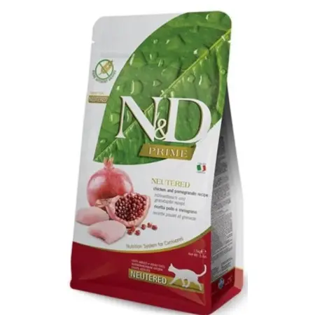 Беззерновий сухий корм Farmina N&D Grain Free Prime Chicken & Pomegranate Neutered Adult для стерилізованих дорослих кішок курка, гранат 10 кг
