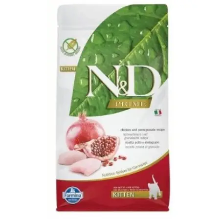 Беззерновий сухий корм Farmina N&D Grain Free Prime Chicken & Pomegranate Kitten для кошенят, вагітних та лактуючих кішок курка, гранат 300 г