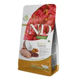 Беззерновий cухий корм Farmina N&D Grain Free Quinoa Skin&Coat Adult для дорослих котів з перепелом та кіноа при харчовій алергії 5 кг