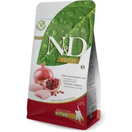Беззерновий сухий корм Farmina N&D Prime Chicken & Pomegranate Kitten, для кошенят, вагітних і лактуючих котів, курка з гранатом, 5 кг