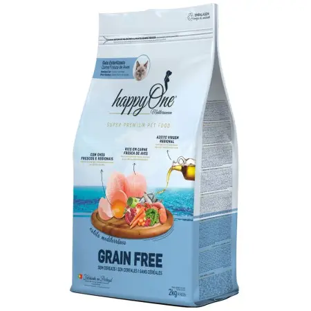 Беззерновий сухий корм happyOne Mediterraneum Sterilized Cat Fresh Meat для стерилізованих кішок зі свіжим м’ясом 2 кг