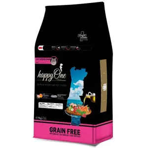 Беззерновой сухой корм happyOne Mediterraneum Sterilized Cat Fresh Sardine для стерилизованных кошек со свежей сардиной 7 кг