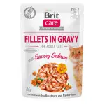 Влажный корм Brit Care Cat Pouch для кошек, филе в соусе, пикантный лосось, 85 г