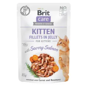 Влажный корм Brit Care Cat Pouch для котят, в желе, пикантный лосось, 85 г