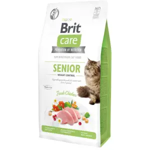 Сухой корм Brit Care Cat GF Senior Weight Control для пожилых кошек с избыточным весом, курица, 7 кг