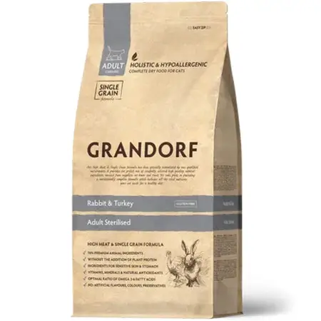 Grandorf Rabbit & Turkey ADULT STERILIZED - Грандорф Сухой корм Кролик и индейка для стерилизованных кошек 0,4 кг