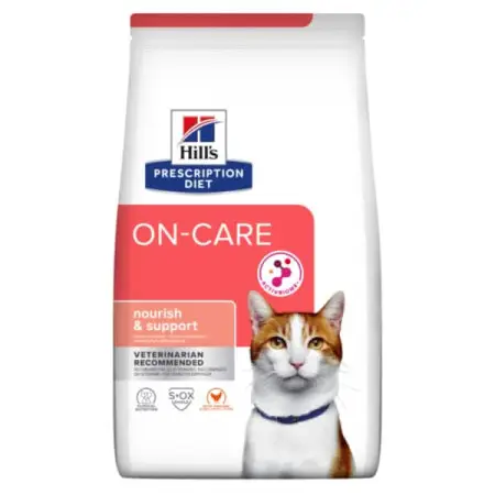 Hill's PRESCRIPTION DIET ON-Care Сухой корм для кошек, для поддержки в период реабилитации, при истощении, потере аппетита, онкологических заболеваниях, с курицей, 1,5 кг