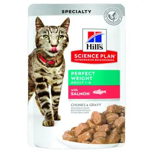 Hill's Science Plan Adult Perfect Weight Вологий корм для підтримання оптимальної ваги дорослих котів, з лососем, пауч, 85г