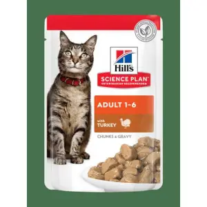 Hill's SCIENCE PLAN Adult Вологий корм для дорослих котів, з індичкою, пауч, 85г