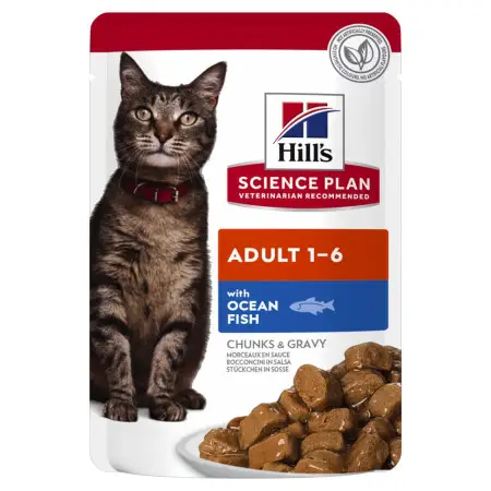 Hill's Science Plan Adult Влажный корм для взрослых кошек, с океанической рыбой, пауч, 85г