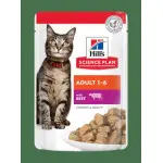 Hill's SCIENCE PLAN Adult Влажный корм для взрослых кошек, с говядиной, пауч, 85г