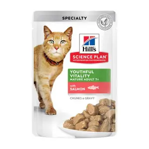 Hill's Science Plan Mature Adult 7+ Senior Vitality Вологий корм для зрілих котів від 7 років, з лососем, пауч, 85г