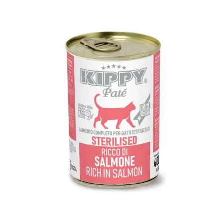 KIPPY Pate Sterilised Cats Salmon 400g Полноценный влажный корм для стерилизованных кошек с лососем в виде паштета, 400 г