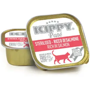 KIPPY Pate Sterilised Cats Salmon 90g Повноцінний вологий корм для стерилізованих котів з лососем у вигляді паштету, 90 г