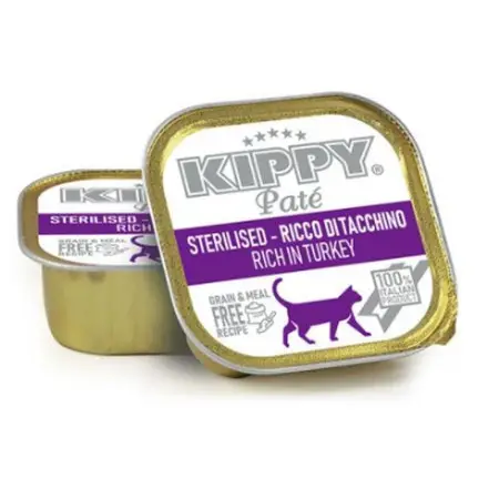 KIPPY Pate Sterilised Cats Turkey 90g Полноценный влажный корм для стерилизованных кошек с индейкой в виде паштета, 90 г