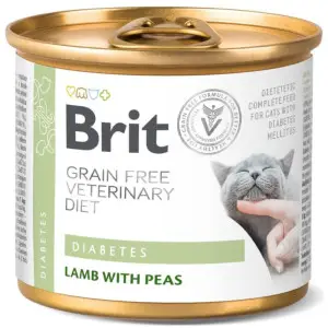 Влажный корм Brit GF VetDiet Diabetes для кошек, при сахарном диабете, с ягненком и горохом, 200 г