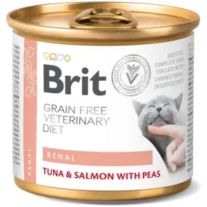 Вологий корм Brit GF VetDiet Renal для котів, при хронічній нирковій недостатності, з тунцем, лососем з горохом, 200 г