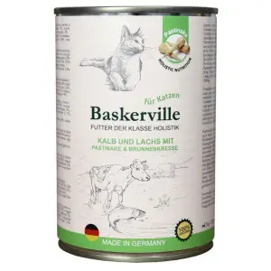 Консервований корм Baskerville KF Holistic Kalb und Lachs. Телятина та лосось для котів, 400г