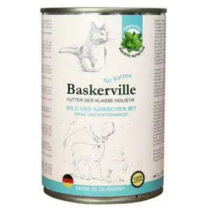 Консервований корм Baskerville KF Holistic Wild und Kaninchen. Оленина з кроликом для котів, 400г
