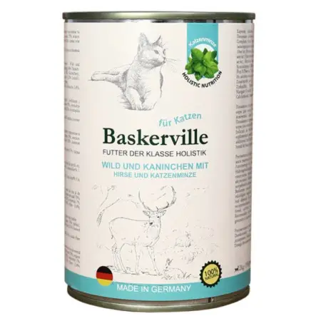 Консервований корм Baskerville KF Holistic Wild und Kaninchen. Оленина з кроликом для котів, 400г