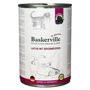Консервований корм Baskerville KF Super Premium Lachs Mit Brombeeren. Лосось з ожиною для кошенят, 400г