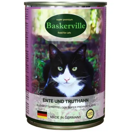 Консервований корм Baskerville Корм для котів Качка та індик 400г