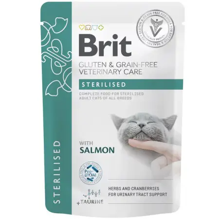 Корм вологий Brit GF VD Care Sterilised для котів з лососем 85 г