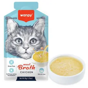 Wanpy Meat Broths Chicken ВАНПІ СУП З КУРКОЮ беззерновий рідкий корм для котів, 50 г 