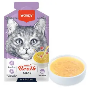 Wanpy Meat Broths Duck ВАНПІ СУП З КАЧКОЮ беззерновий рідкий корм для котів, 50 г