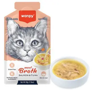 Wanpy Meat Broths Salmon&Tuna ВАНПІ СУП З ЛОСОСЕМ І ТУНЦЕМ беззерновий рідкий корм для котів, 50 г
