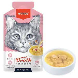 Wanpy Meat Broths Tuna&Shrimp ВАНПІ СУП З ТУНЦЕМ І КРЕВЕТКАМИ беззерновий рідкий корм для котів, 50 г 