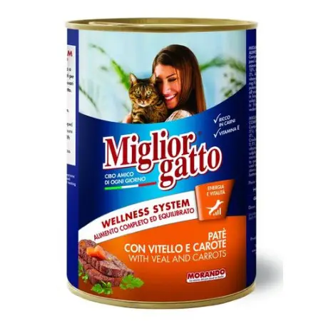 Migliorgatto Pate повноцінний вологий корм для дорослих котів у вигляді паштету з телятиною та морквою, 400 г