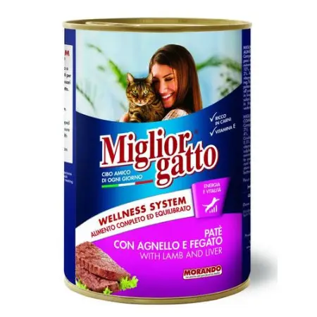 Migliorgatto Pate повноцінний вологий корм для дорослих котів у вигляді паштету з ягням та печінкою, 400 г