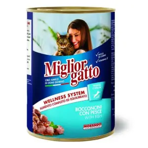 Migliorgatto повноцінний вологий корм для дорослих котів у вигляді шматочків з рибою, 405 г