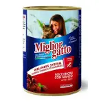 Migliorgatto полноценный влажный корм для взрослых кошек в виде кусочков с говядиной, 405 г
