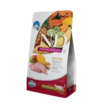 Низькозерновий сухий корм Farmina N&D Tropical Selection, для дорослих стерилізованих котів, з куркою та тропічними фруктами 1,5 кг