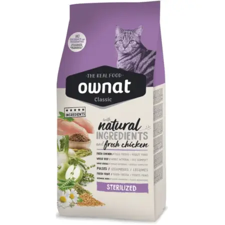 Ownat Classic Sterilized Сухой корм для стерилизованных взрослых кошек, с курицей, 1,5 кг