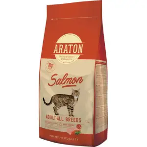 Повноцінний сухий корм з лососем для дорослих котів Araton SALMON Adult All Breeds 15кг