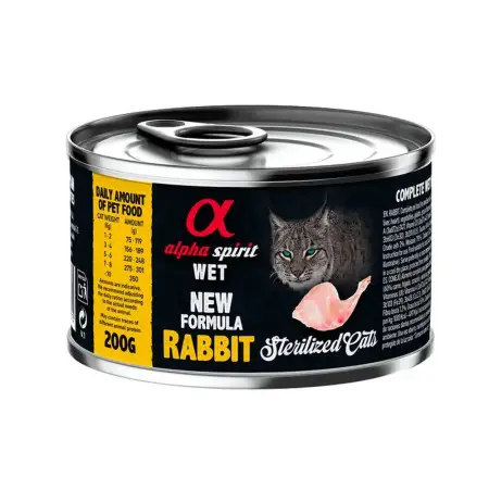 Повнораціонний вологий корм Alpha Spirit Rabbit Sterilized з кроликом для стерилізованих котів 200 г (as311315)