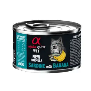 Повнораціонний вологий корм Alpha Spirit Sardine with Banana з сардиною та бананами для дорослих котів 200 г (as969190)