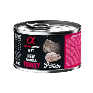 Повнораціонний вологий корм Alpha Spirit Turkey Protein з індичкою для дорослих котів 200 г (as311247)