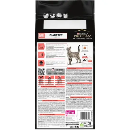 Сухий дієтичний корм Purina Pro Plan DM ST/OX Diabetes Managment для дорослих котів, для регулювання надходження глюкози (цукровий діабет) 1.5 кг