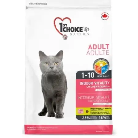 Сухой корм 1st Choice Adult Indoor Vitality Chicken для взрослых кошек с курицей 907 г