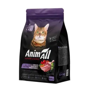 Сухий корм AnimAll для дорослих котів, зі свіжою індичкою та качкою, 400 г