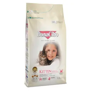 Сухий корм BonaCibo Kitten з м'ясом курки, анчоусами та рисом для котенят всіх порід до 12-ти місяців 1,5 кг