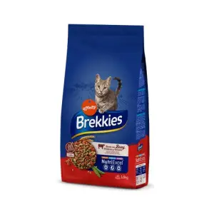 Сухий корм Brekkies Cat Beef для дорослих котів з яловичиною 1,5 кг