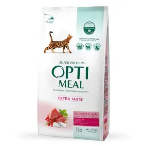 Сухой корм для взрослых кошек Optimeal, с высоким содержанием телятины 1.5 кг