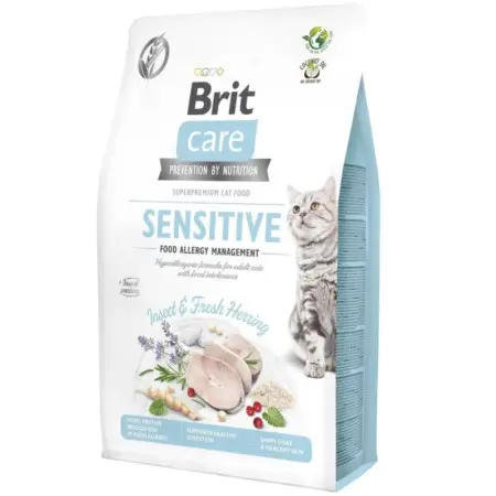 Сухой корм Brit Care Cat GF Insect для кошек с пищевой непереносимостью, с насекомыми и рыбой, 2 кг
