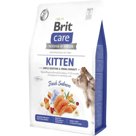Сухой корм Brit Care Cat by Nutrition Kitten Gentle Digestion Strong Immunity для котят, с лососем, 400 г
